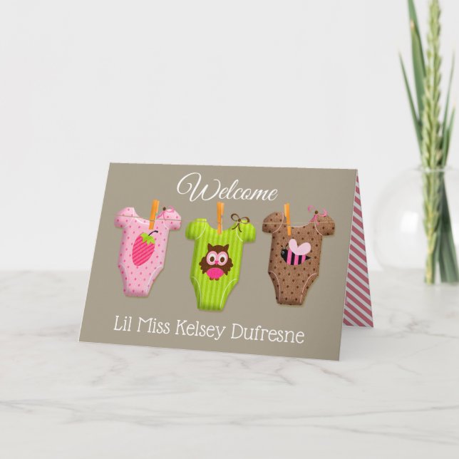 Carte Personnalisée nouvelle petite fille (Devant)
