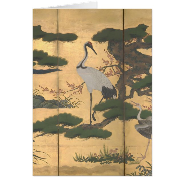 Carte personnalisée Oiseaux japonais Fleurs Quatre (Devant)