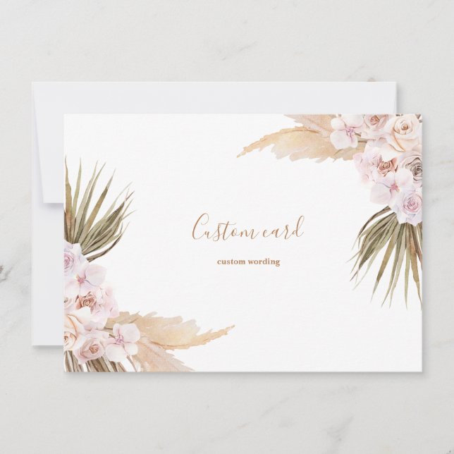 Carte personnalisée Pampas grass boho (Devant)