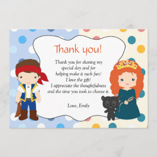 Carte personnalisée par note de princesse Merci de
