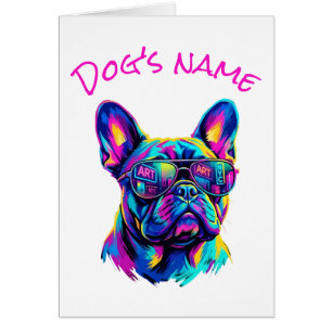 Carte personnalisée Pop Art Bouledogue Français NY