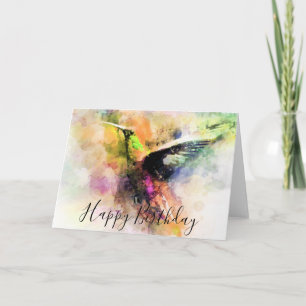 Carte personnalisée pour colibri d'aquarelle
