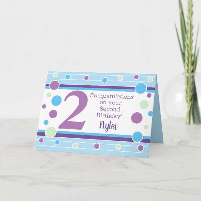 Carte personnalisée pour le deuxième anniversaire  (Devant)