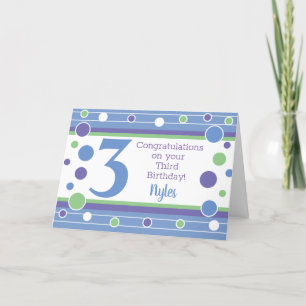 Carte personnalisée pour le troisième anniversaire