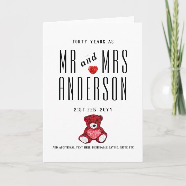 Carte personnalisée pour les 40 ans de mariage RUB (Devant)