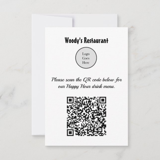 Carte personnalisée QR Code Restaurant Happy Hour  (Devant)
