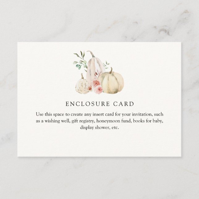 Carte personnalisée rose poudré Fleurs et Citrouil (Devant)