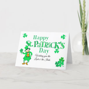 Carte personnalisée Saint-Patrick lutin trèfles
