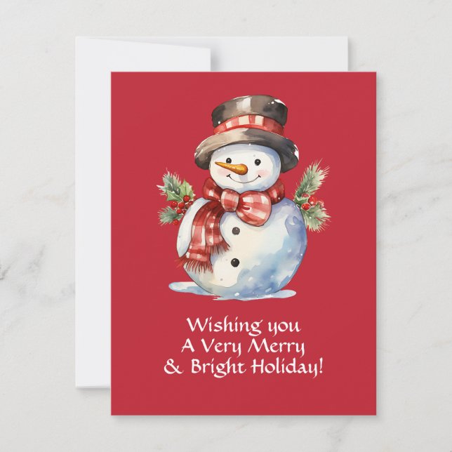Carte personnalisée Snowman de Noël (Devant)