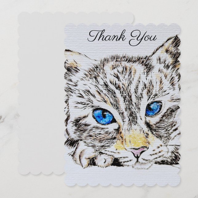 Carte personnalisée Watercolor Siamese Ragdoll Cat (Devant / Derrière)
