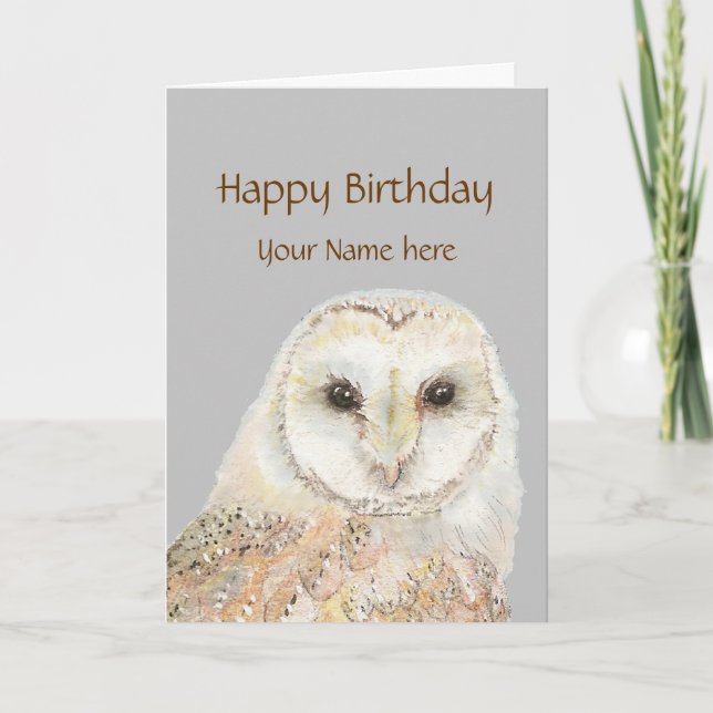Carte Personnaliser Anniversaire Barn Owl Pourquoi céléb (Devant)