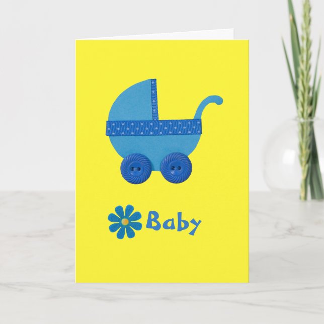 Carte Personnaliser Blue Baby-carrie bébé bébé bébé douc (Devant)