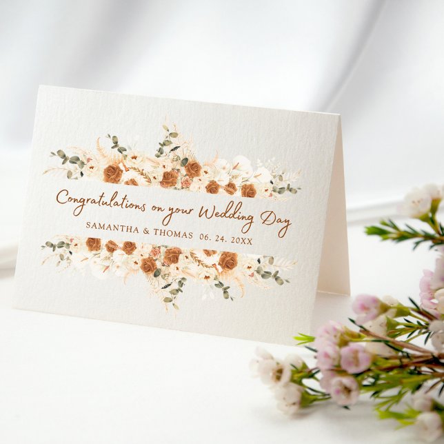 Carte Personnaliser Boho Terracotta Mariage Félicitation (Créateur téléchargé)