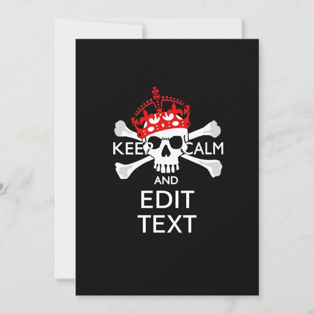 Carte Personnaliser ce texte Garder calme Crossbones Crâ (Devant)