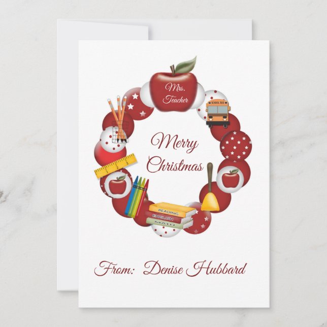 Carte Personnaliser enseignant Joyeux Noël (Devant)