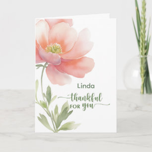 Carte Personnaliser Fleur aquarelle Merci pour vous