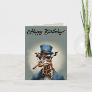 Carte Personnaliser Giraffe en haut chapeau Joyeux anniv