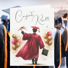Carte Personnaliser Happy Graduation Man Crimson Casquet