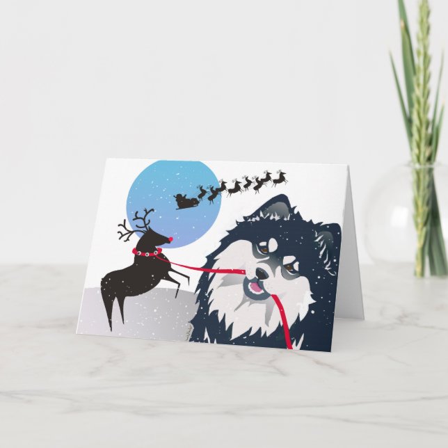 Carte PERSONNALISER KIITOS SANTA -Chien finnois de (Devant)