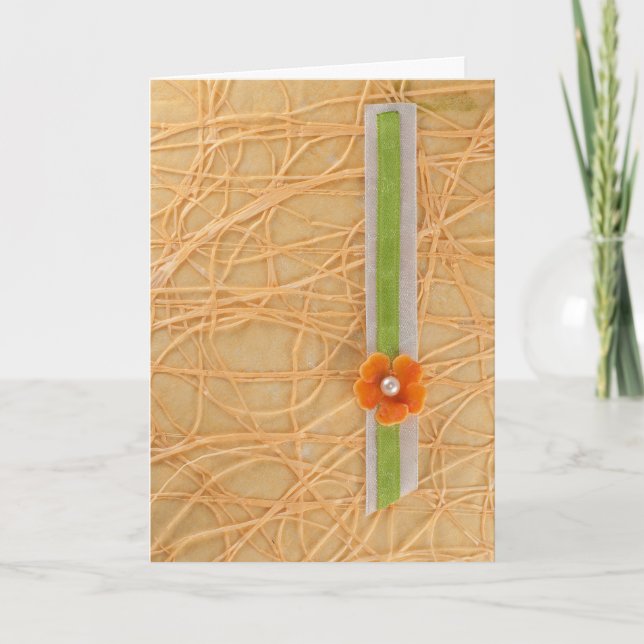 Carte Personnaliser la fleur orange et motif abstrait (Devant)