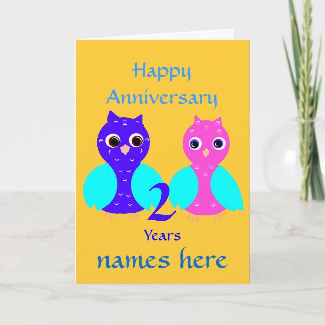 Carte Personnaliser mignonne de couples de hibou de (Devant)