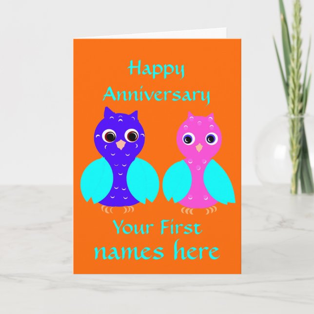 Carte Personnaliser mignonne de couples de hibou de (Devant)