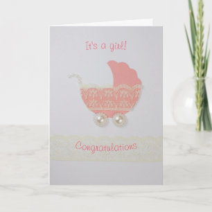 Carte Personnaliser Mignonne dentelle Bébé poussette