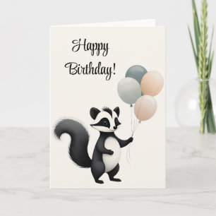 Carte Personnaliser minimaliste Boho Skunk Balloons Blon