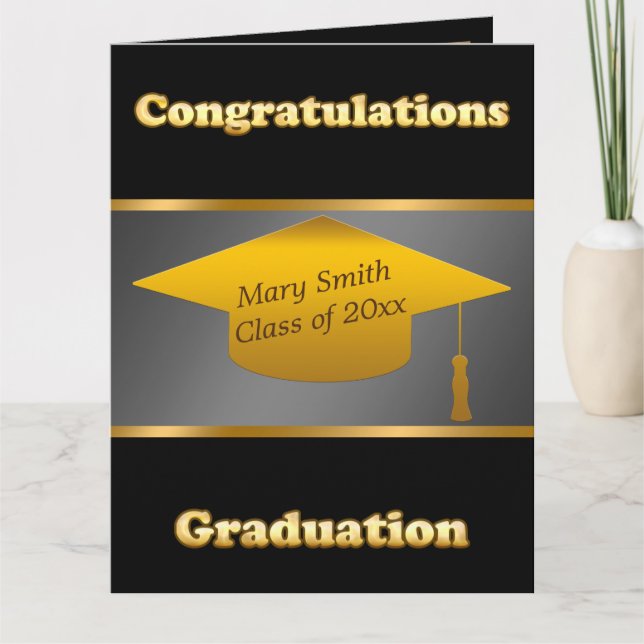 Carte Personnaliser moderne simple Black Gold (Devant)