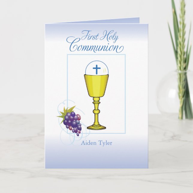 Carte Personnaliser Nom Garçon Première Communion Chalic (Devant)