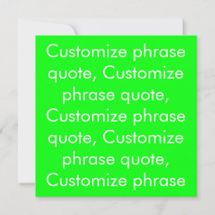 Carte Personnaliser phrase citation texte néon vert blan