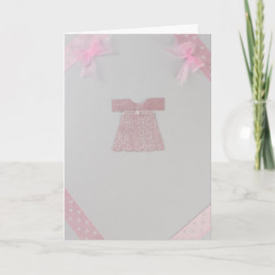 Carte Personnaliser Pink Baby robe fille Baptême