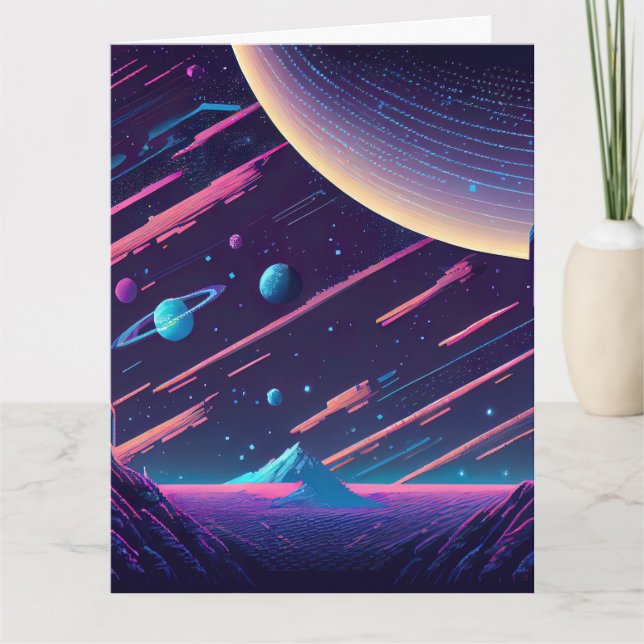 Carte Personnaliser - Scène spatiale rétro (Devant)