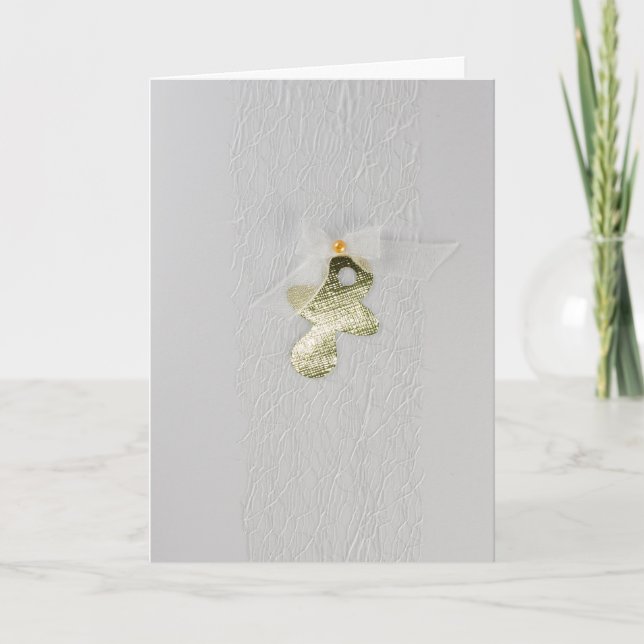 Carte Personnalisez la tétine pour bébé Gold avec arc bl (Devant)