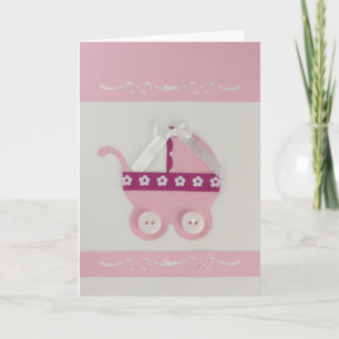 Carte Personnalisez le chariot rose pour bébé et l'arc b