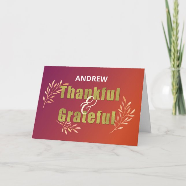 Carte Personnalisez le nom Grateful & Thanksging (Devant)