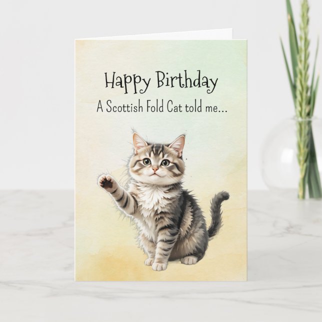Carte Personnalité écossaise de chat plié Anniversaire A (Devant)