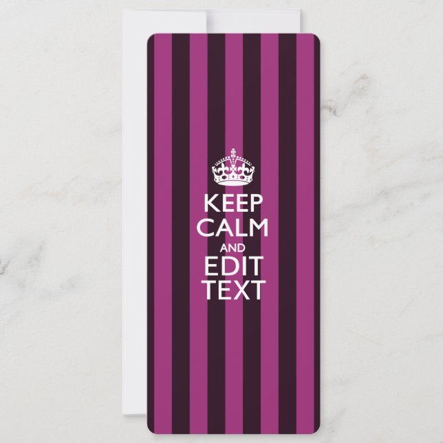 Carte Personnalized KEEP CALM and Your Text on Pink (Devant)