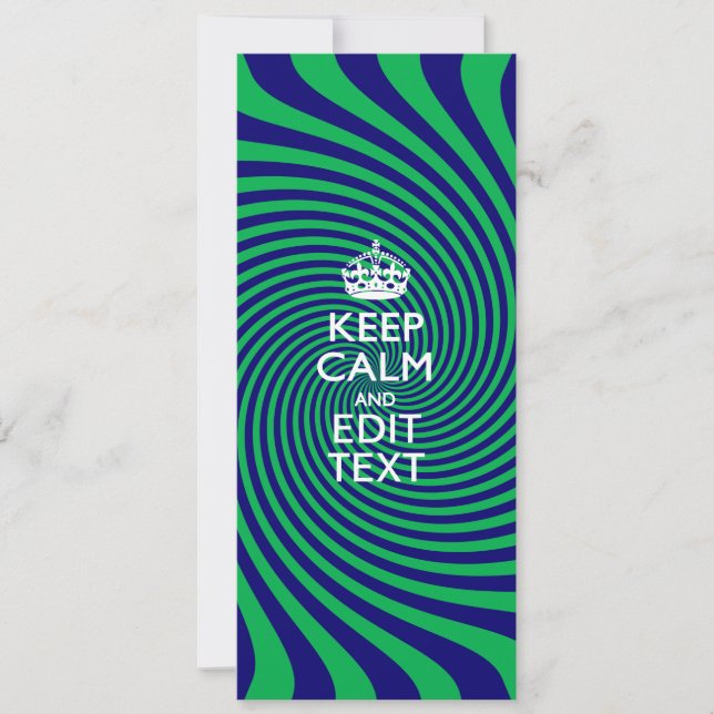 Carte Personnalized Keep Calm Blue and Green with a Twis (Devant)
