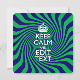 Carte Personnalized Keep Calm Blue and Green with a Twis