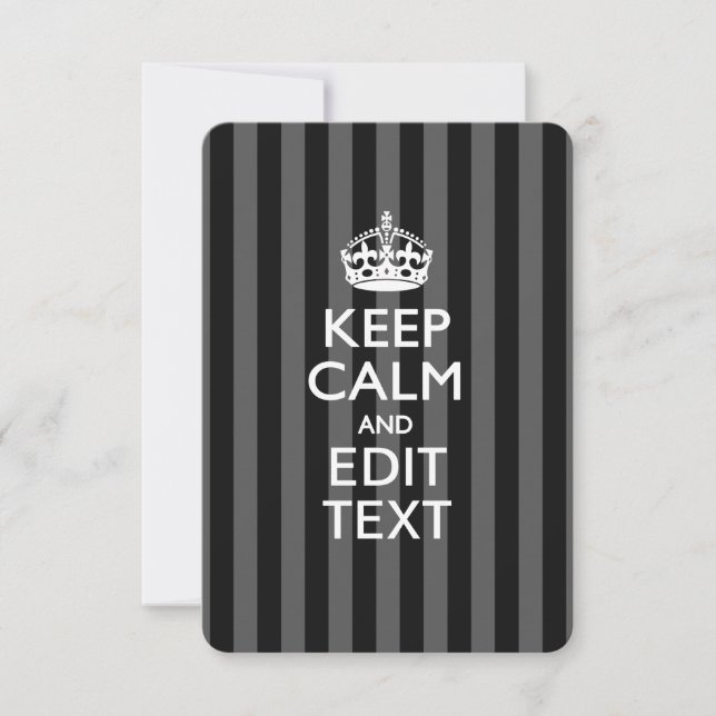 Carte Personnalized KEEP CALM Your Text on Black Stripes (Devant)