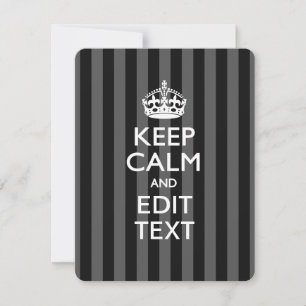 Carte Personnalized KEEP CALM Your Text on Black Stripes