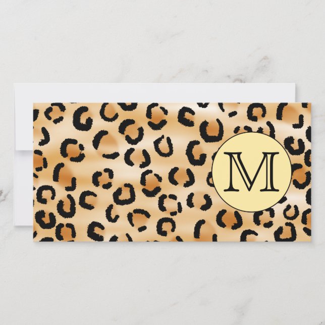 Carte Personnalized Monogram Leopard Print Pattern (Devant)