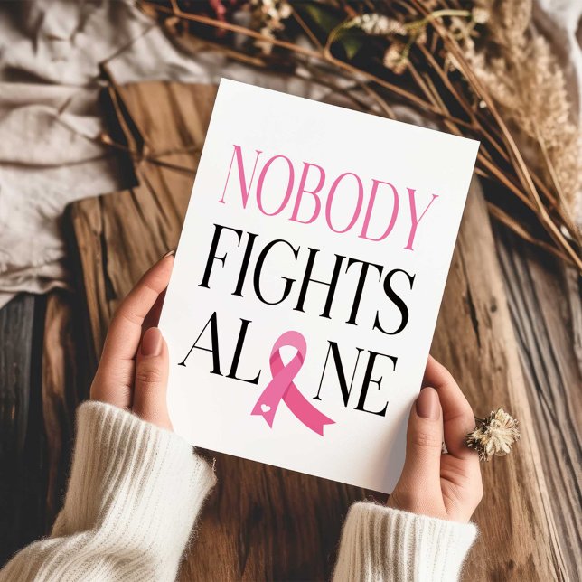 Carte Personne ne se bat seul Pink Ribbon Salutation (Créateur téléchargé)