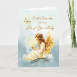 Carte Perte de bébé Angel de sympathie avec papillon à b