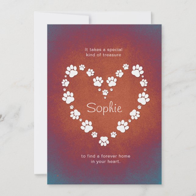 Carte Perte de chien / chat Pawprint Coeur Rainbow Sympa (Devant)