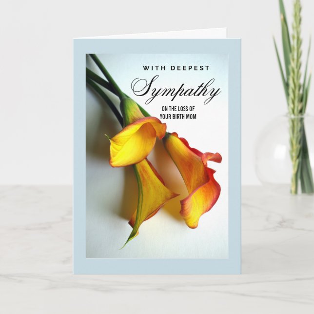 Carte Perte de la mère de naissance Sympathie Calla Lili (Devant)