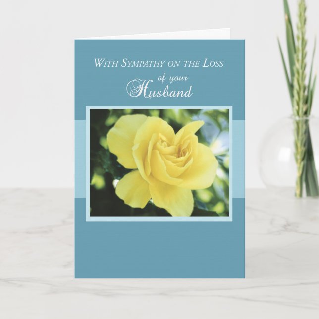 Carte Perte de mari avec Rose Jaune, Sympathie (Devant)