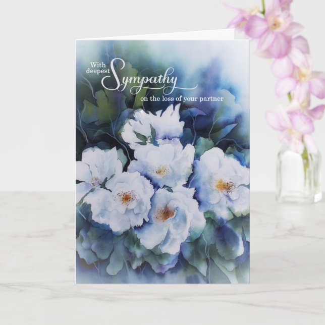 Carte Perte du partenaire de vie Aquarelle bleue Sympath (Orchidée)