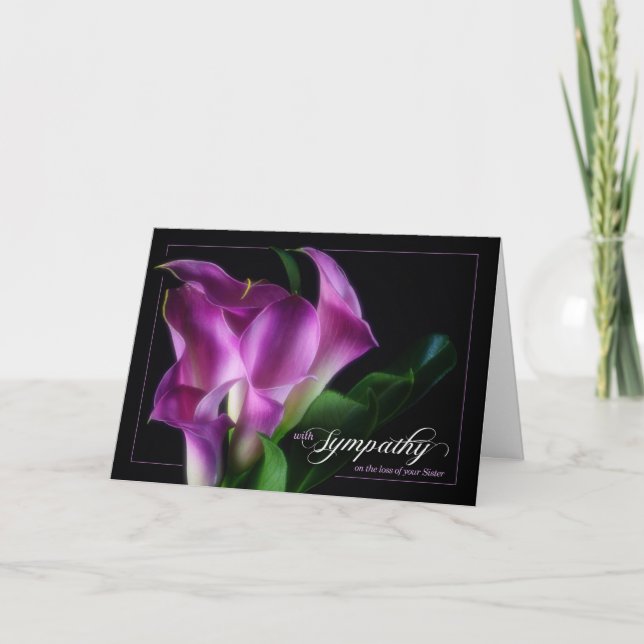 Carte Perte d'une soeur Sympathie Violet Calla Lilies (Devant)